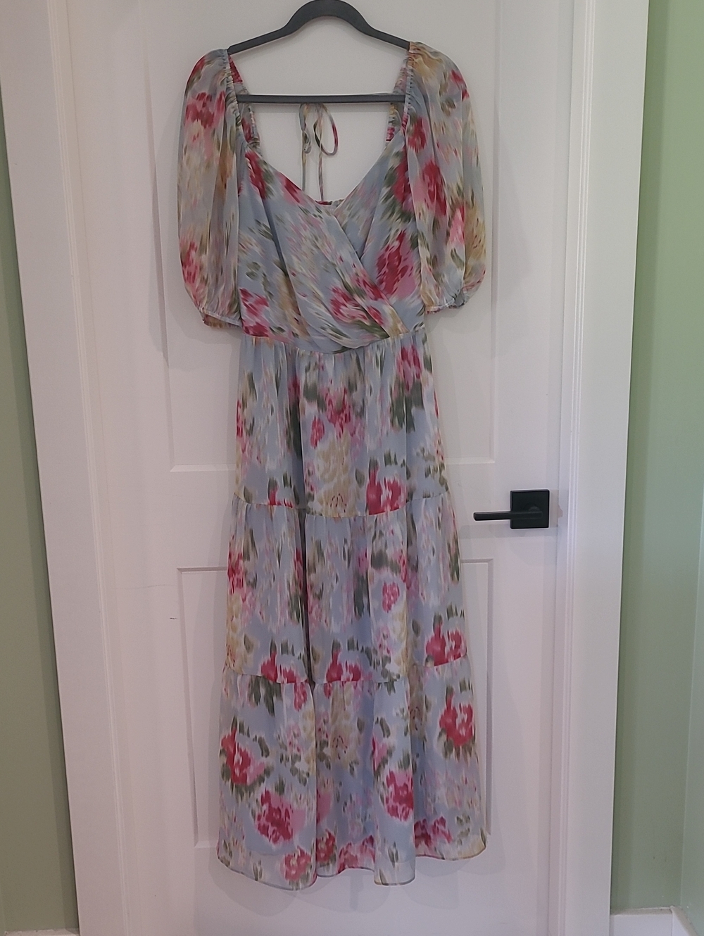 Chelsea28 Floral Tiered Maxi Dress in Light Blue and Pink